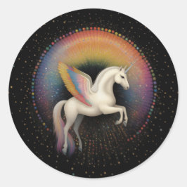 Galactische Eenhoorn Regenboog Gekleurde Sterren D Ronde Sticker