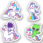 Galactische eenhoorns - grillige ruimteavonturen sticker (Voorkant)