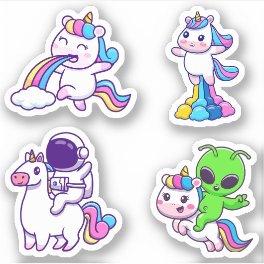 Galactische eenhoorns - grillige ruimteavonturen sticker (Voorkant)
