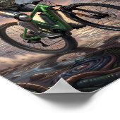 Galactische Fietser met Lichtgevende Blad Poster (Hoek)