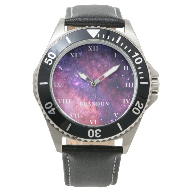 Galactische Galaxy Outer Space Nebula Marine Blauw Horloge (Voorkant)
