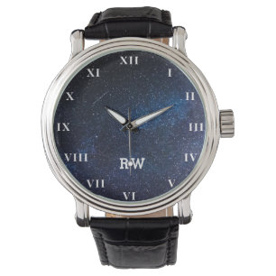 Galactische Galaxy Outer Space Nebula Marine Blauw Horloge