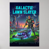 Galactische Gazon Slayer Retro Comic Space Astrona Poster (Voorkant)