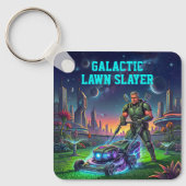 Galactische Gazon Slayer Retro Strips Ruimtevaarde Sleutelhanger (Voorkant)