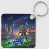 Galactische Gazon Slayer Retro Strips Ruimtevaarde Sleutelhanger (Achterkant)