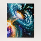 Galactische gebroken baan dimensie ruimtelandschap legpuzzel (Verticaal)