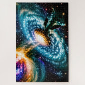 Galactische gebroken baan verweven met dimensie legpuzzel (Verticaal)