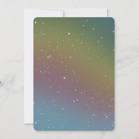 Galactische gedempte regenboog bruiloft uitnodigin kaart (Achterkant)