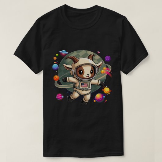 Galactische Geit T-Shirt met UFO | Funny Space ani (Design voorkant)