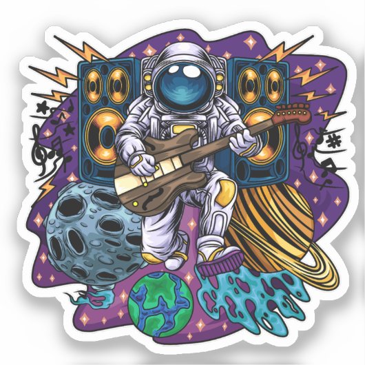 galactische gitarist sticker (Voorkant)