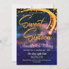 Galactische gloed licht zoet zestien verjaardagsfe kaart