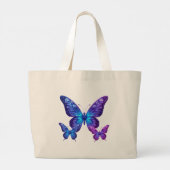 🌌 Galactische gloed vlinders 🌌 Grote Tote Bag (Achterkant)