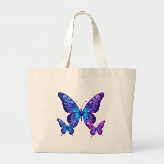 🌌 Galactische gloed vlinders 🌌 Grote Tote Bag (Voorkant)
