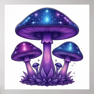 Galactische Glow Mushrooms Poster