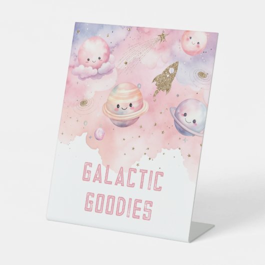 Galactische Goodies Buitenste Ruimteplaneten Reclamebord Met Voetstuk (Voorkant)