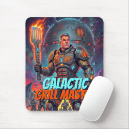 Galactische Grillmeester Grappige Sci-Fi Pop Art S Muismat