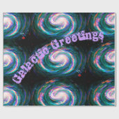 Galactische groeten in de ruimte cadeaupapier (Vlak)