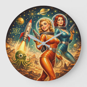 Galactische Guardians Retro Ruimte Meisjes Grote Klok