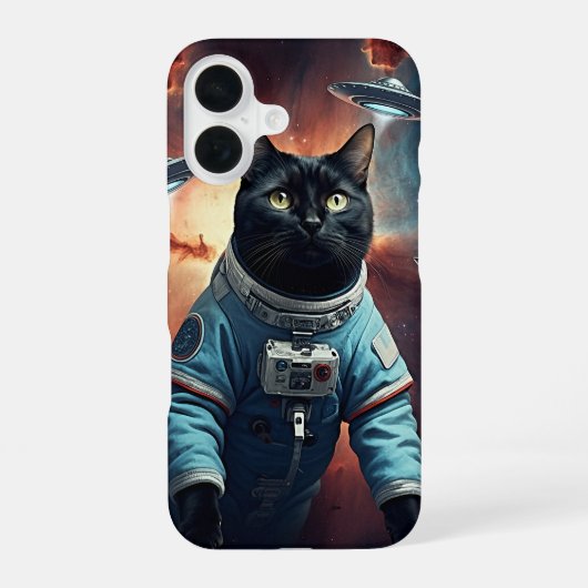Galactische Kat Astronaut iPhone 16 Hoesje (Achterkant)