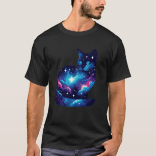 Galactische Kat Silhouet Sterrenstelsel Kitten Ste T-shirt