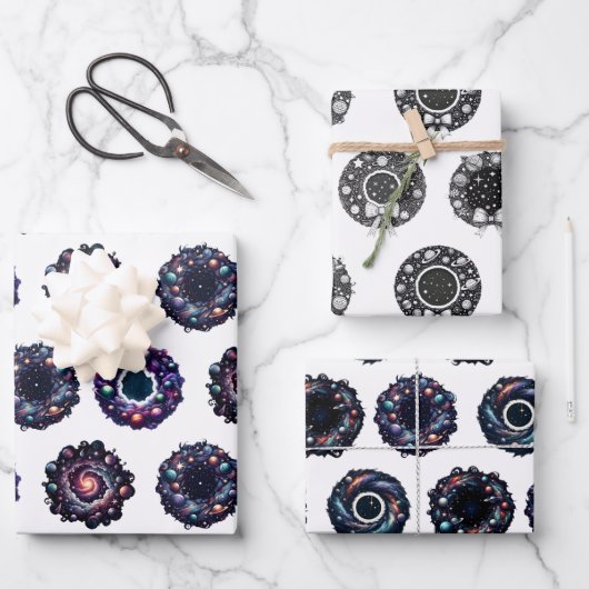 Galactische Kerst Verpakking Papieren Set – Celest Inpakpapier Vel (Voorkant)