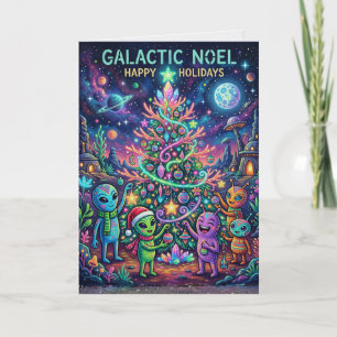 Galactische Kerstkaart met Buitenaardse Alien Kaart