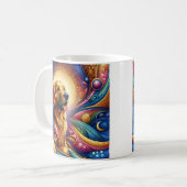 Galactische kleurrijke hondenkoffie thee mok cup k (Voorkant links)