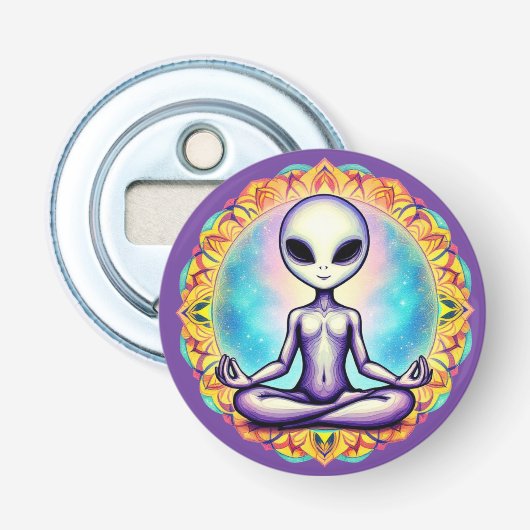 Galactische meditatie button flesopener (Voorkant)