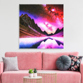Galactische nacht verre planeet landschap canvas afdruk (Insitu (Woonkamer))