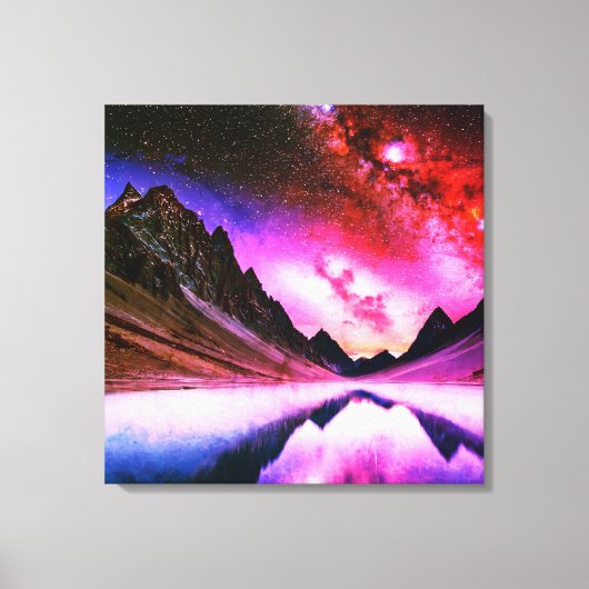 Galactische nacht verre planeet landschap canvas afdruk (Voorkant)