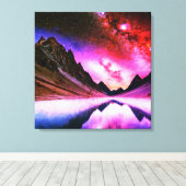 Galactische nacht verre planeet landschap canvas afdruk (Insitu (Houten vloer))