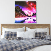 Galactische nacht verre planeet landschap canvas afdruk (Insitu (Slaapkamer))