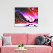 Galactische nacht verre planeet landschap canvas afdruk (Insitu (Woonkamer))