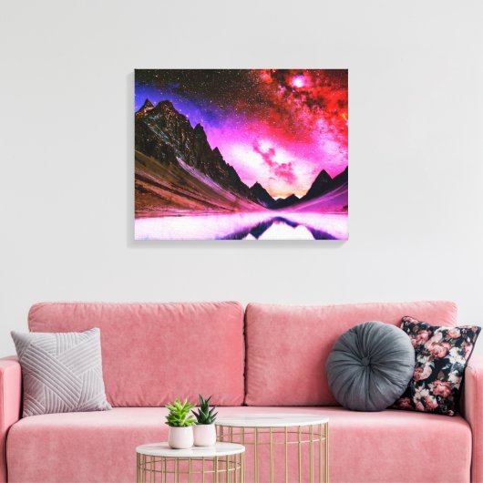 Galactische nacht verre planeet landschap canvas afdruk (Insitu (Woonkamer))