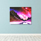 Galactische nacht verre planeet landschap canvas afdruk (Insitu (Houten vloer))