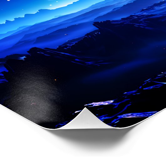 Galactische Oase: Blauwe Nebula Stellar Landschap Perfect Poster (Hoek)