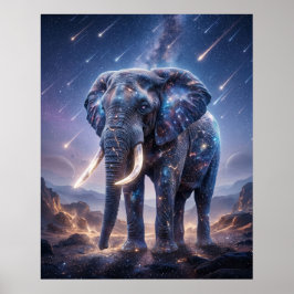 Galactische Olifant Sterrenval Hemel Poster