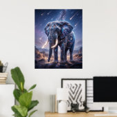 Galactische Olifant Sterrenval Hemel Poster (Thuiskantoor)