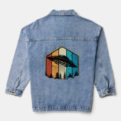 Galactische omkering: UFO zweeft boven retro bos Denim Jacket (Achterkant)