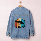 Galactische omkering: UFO zweeft boven retro bos Denim Jacket (Hangar)