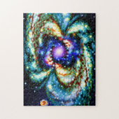 Galactische Paarse Blauwe Explosie Ruimtetijd Skys Legpuzzel (Verticaal)