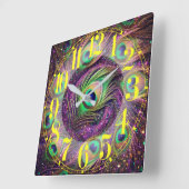 Galactische Peacock Feathers wandklok (Hoek)