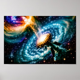 Galactische planetaire krachten botsen en imploder poster