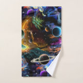 Galactische ruimte met nevel en planten bad handdoek (Handdoek)