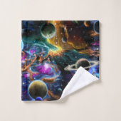 Galactische ruimte met nevel en planten bad handdoek (Wasdoekje)