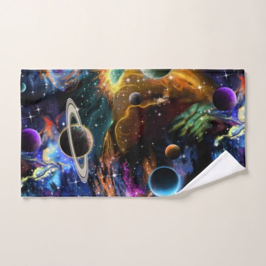 Galactische ruimte met nevel en planten bad handdoek (Handdoek)