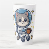 Galactische schepen - Space Cat Tea Break Latte Mok (Voorkant)