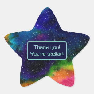 Galactische Sci-Fi Bruiloft Dank-u Stickers