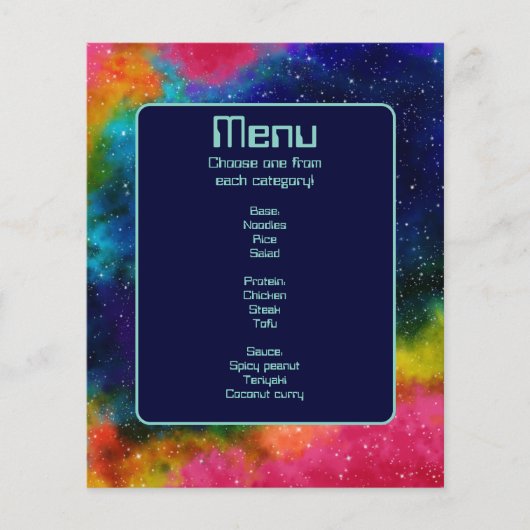 Galactische Sci-Fi Bruiloft Menu (Voorkant)