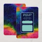 Galactische Sci-Fi bruiloft RSVP Kaartje (Voorkant / Achterkant)